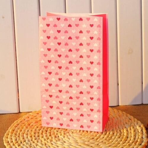 Pink heart Kraft Paper Bag,Party Favor Bags, Candy Cookie Bread Nuts Bag For Biscuits Snack Baking Package bag 30pcs/lot