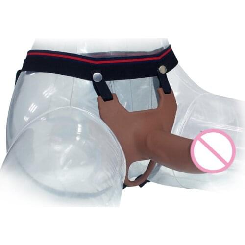 17*4cm Hollow Huge Strapon Harness for Men Strap on Realistic Dildo Pants Belt Penis Sleeve Enlarger Extender Sex Toys for Gay