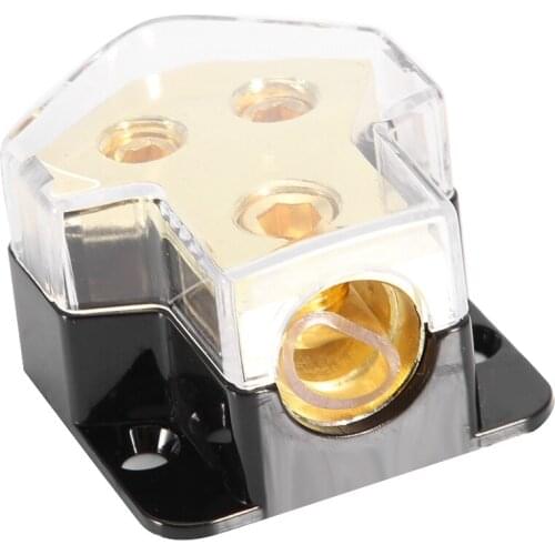1 pcs Car Audio Power Supply Distribution 1*1GA In 2*4GA Out Block Splitter Transparent shell black bottom Alloy plastic
