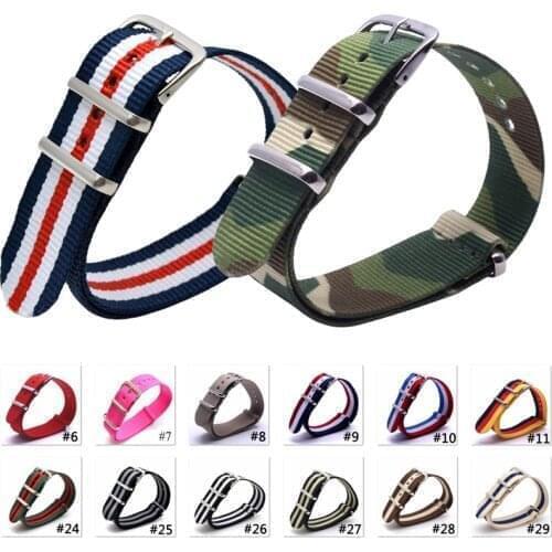 16mm 18mm 20mm 22mm 24mm Nato Strap Fabric Nylon Watchband Buckle Belt Watch Bands Colorful Rainbow Fabric Woven Nylon Strap