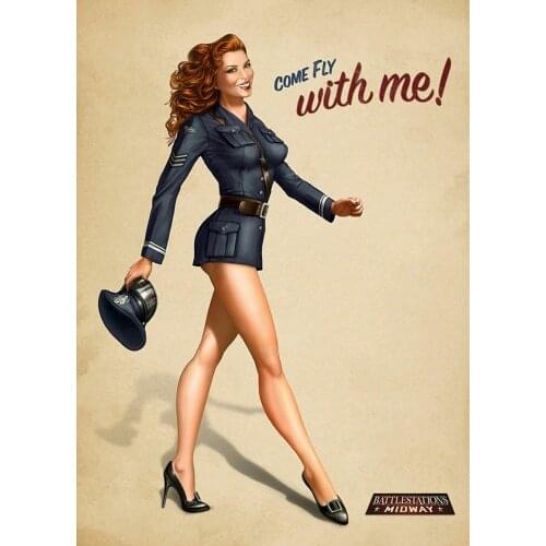 Vintage Pin Up Girl Art Film Print Silk Poster Home Wall Decor 24x36inch