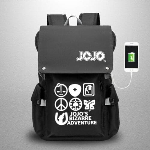 Jojo Bizarre Adventure School Backpack Anime Knapsack Rucksack Travel Bags Large Waterproof Multifunction USB Charging Backpack