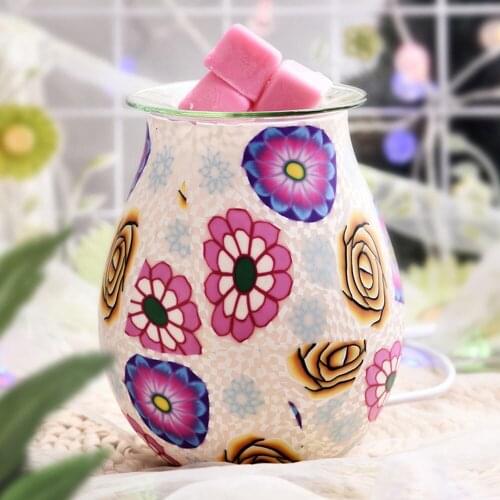 Glass white flower pattern aromatherapy lamp, removable wax melting oil heater, beautifully designed 3D model