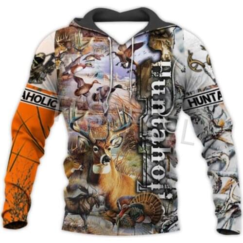 Tessffel Deer Hunting 3D Printing Fashion Street Hoodie/Sweatshirt/Zipper Hoodie Mens and Womens Jackets Fall/Winter Tops H15