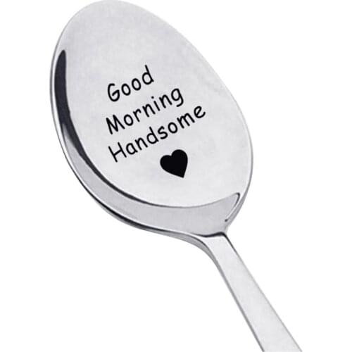 Hot Couple Stainless Steel Coffee Peanut Butter Rice Tea Soup Spoon Tableware Valentines Day Gift Spoons Kitchen Tool Dinnerwar