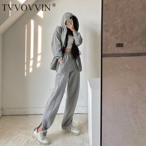 TVVOVVIN American High Waist Loose Slimming Casual All-match Ankle-tied Trousers Zipper Split Cotton Harem Pants I17K