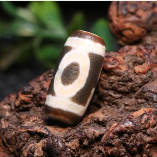 Unique Magic Power Tibetan Old Agate S Vein Heaven&Earth dZi Bead Pendant Amulet Timestown UPD22