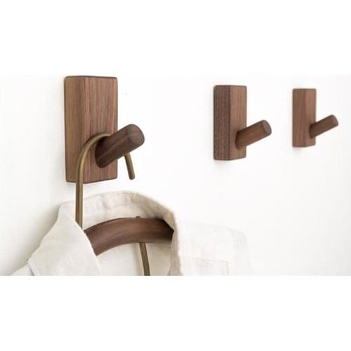 1pcs Solid Wood Towel Coat Hook Wall Decorative Hooks Towel Rack Single Organizer Hangers Multifunctional wall hooks decorative