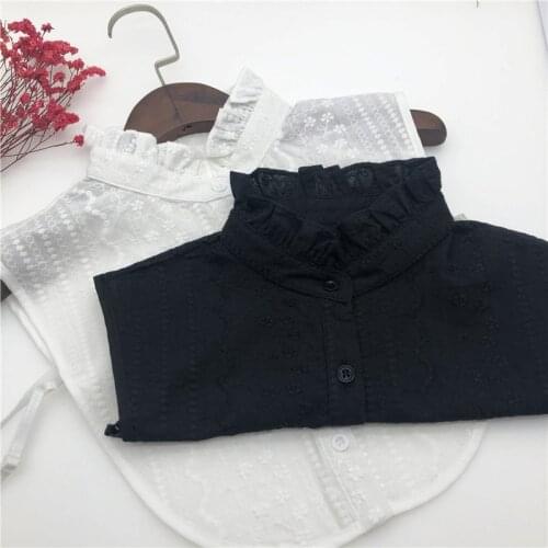 Vintage White Fake Collar for Women Shirt Stand Detachable Collar Kraagie Nep Vestido Tie Blouse Half Shirt False Collar Decor
