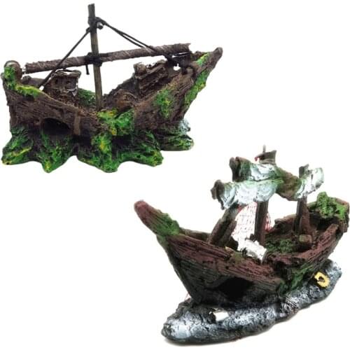 Vintage Pirate Ship Shipwreck Shelter Fish Tank Landscaping Ornament Simulation Crafts Aquarium Decorations Fish Hiding