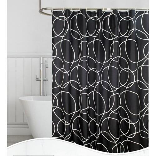 Waterproof Shower Curtain Metal Hanging Hole Thicken Bathroom Curtains Mildew Proof Wash Away Black Circle Shower Curtain