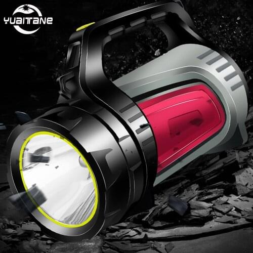 High Power Bright LED Searchlight Handheld Portable USB Rechargeable Flashlight Torch Multi-function Long Shots Lamp