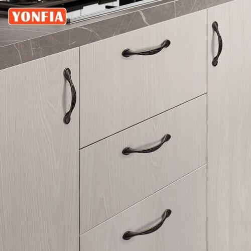 YONFIA 3279E Matt Black Antique Bronze Vintage America Kitchen Cabinet Drawer Handle Pull For Classical Closet Wardrobe Door