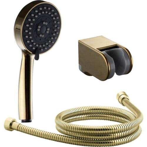Gold Hand Held Shower Head with Holder & 1.5 meter Hose Set, 3 Function, ABS Plastic, Wall Mounted, 03-190