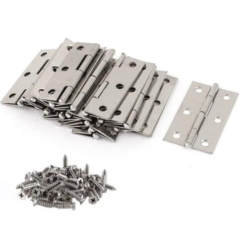 20 PCS Folding Butt Hinges Silver Tone Home Furniture Hardware Door Hinge with 120 PCS Stainless Steel Screws