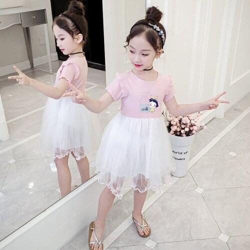 2019 summer girls Princess Dress Birthday party fashion Embroidery Yarn Wedding dress Cotton kid clothing toddler clothes