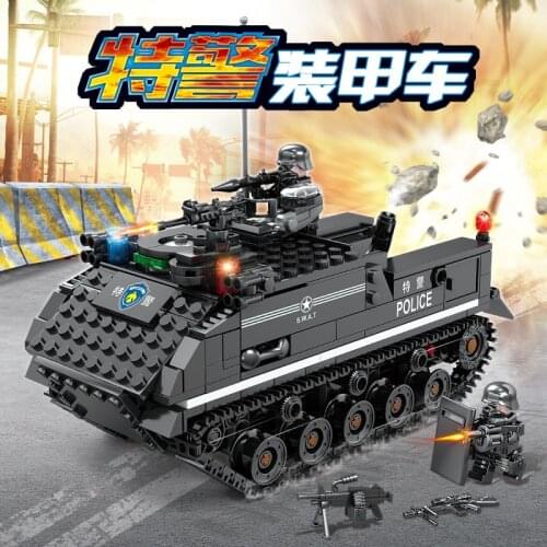 539pcs Kaizhi 67285 City Guard Police Series SWAT Armored Vehicle Black Hawk SWAT Building Block Gifts