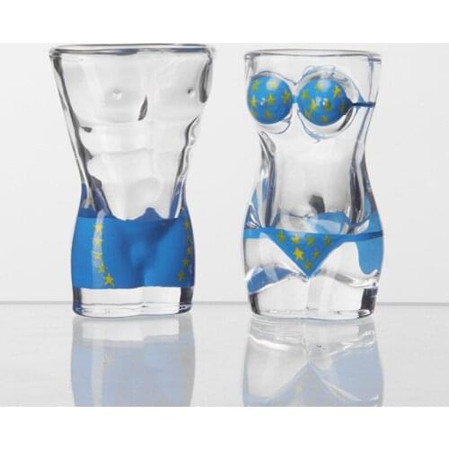 6PC/Set 8 Style Human Body Art Shot Glass Gifts Bullet Small Glass Cup Set Creative Painting Vodka Strong Sake Wine Glass