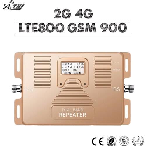 ATNJ 2G GSM 900 4G LTE 800 Cellphone Signal Amplifier 70dB Gain 2G GSM Signal Repeater 4G LTE Mobile Booster LCD Display Smart