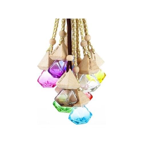 Car Hanging Perfume Pendant Fragrance Air Freshener Empty Glass Bottle Diffuser Automobiles Ornaments