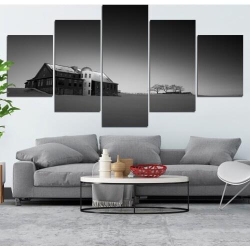 Outskirts Single-Family Villa Black and White Customizable Home Wall Painting Canvas Waterproof Printing Decorative Poster