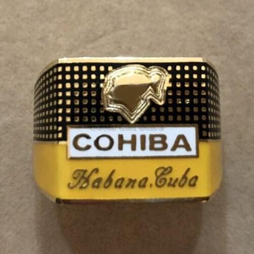 COHIBA Classic Cigar Cigarette Ring Gold-plated 925 Sterling Silver Ring Jewelry Tobacco Smoking Tool Set With Gift Box
