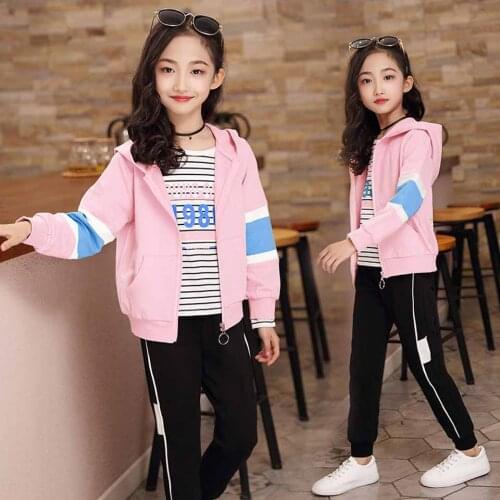 Clothing Set Girls Clothes Jacket Kids Coats + T-shirts + Pants 3Pcs Kids Tracksuit Girls Clothing Sets Sport Suit 2019 Spring