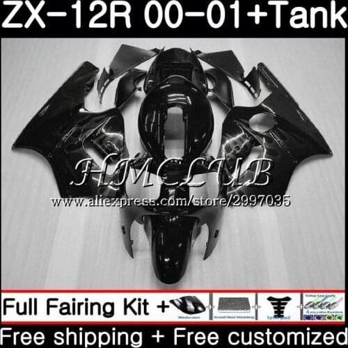 Body+Tank For KAWASAKI Grey flames NINJA ZX1200 C ZX 12R 2000 2001 2002 67HC.15 ZX 12 R 1200CC ZX12R 00 ZX-12R 00 01 02 Fairing