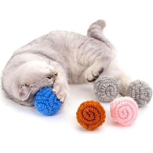 Cat Toy Pet Cat Training Toy Pet Playing Ball Interactive Funny Cat Pom Pom Toy Kitten Catnip Ball Toys for Cats