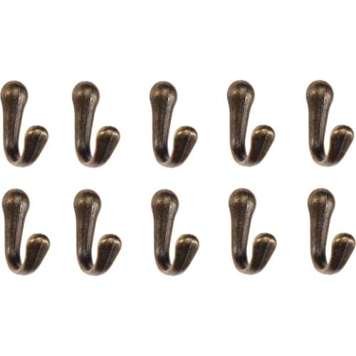 10Pcs 40*15*23mm Vintage Antique Bronze Wall Hook Cloth Hook Hangers Home Hat Coat Clothes Towel Wall Door Hangers Bathroom Hook