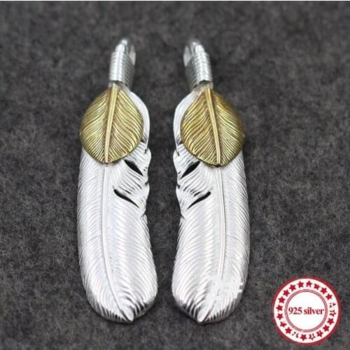 S925 sterling silver pendants personalized classic Indian national style gold-plated feather shape send gift for lovers jew