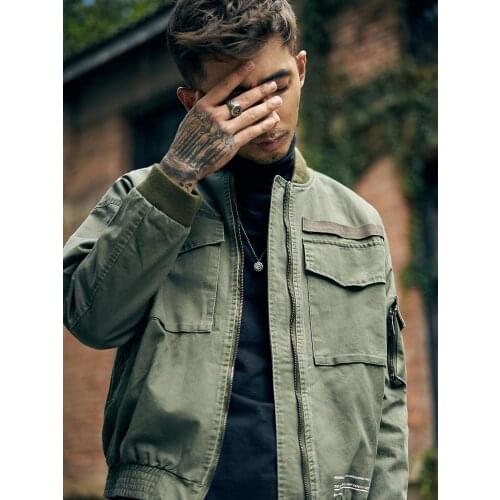 Autumn Vintage Jackets for Men Cotton Short Baseball Uniform Jacket Multi-Pocket Pilot Overalls Male Fashion Clothing Trends 5XL