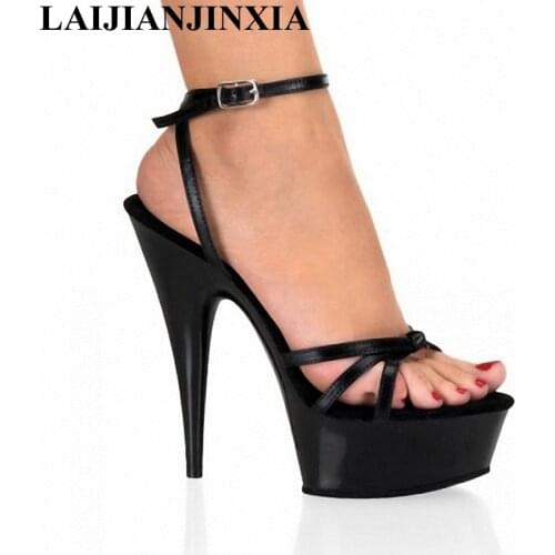 LAIJIANJINXIA Classic Gladiator Style Platforms Women Open Toe 15cm High Heel Shoes Toeless Stiletto Sandals Wedding Shoes H-170