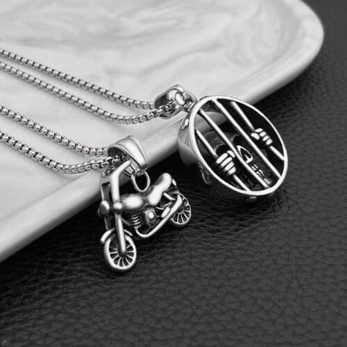 Punk 316L Stainless Steel Skull Mens CAR Motorcycle Luck Satanism Occult Metal Pendant Necklace Jewelry Gifts