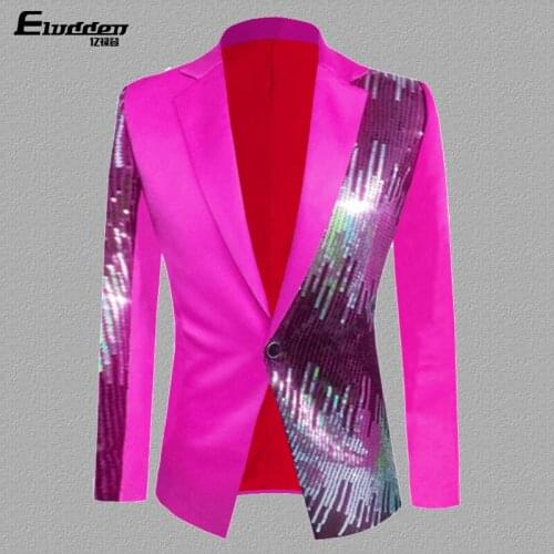 2021 Mens Color Matching Casual blazer Fashion Host Performance Sequined Dress
