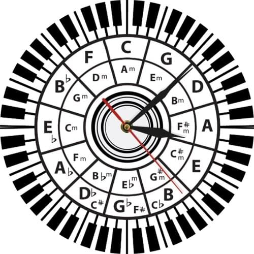 Music Harmony Theory Music Study Piano Keys Wall Clock Musician Circle Of Fifths Composer Classroom Wall Decor Modern Wall Watch