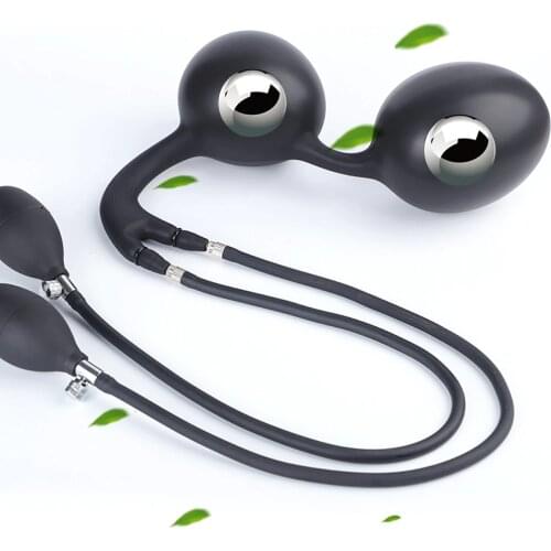 Inflatable Anal Beads With Rings Erotic Toy Anus Expander Prostate Massager Huge Butt Plug Male Deep Expandable Plug