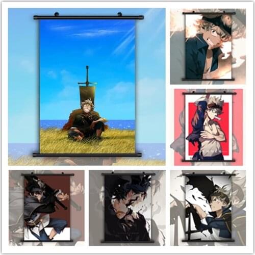 Canvas Print Painting Wall Art Picture Black Clover Poster Home Decoration Plastic Hanging Animation Scrolls Beside Background
