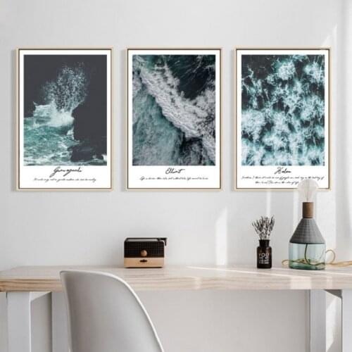 Nordic Canvas Wall Poster Printed Picture Landscape Artistic Conception Ocean Waves And Wind Modern Living Room Home Wall Decor