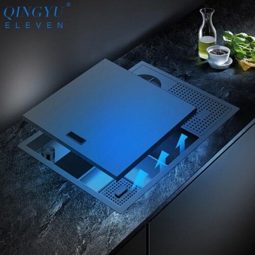 New Nanometer Black Hidden Cup Rinser Sinks 304 Stainless Steel 4mm Thickness Handmade Kitchen Hidden Sinks With Lifting Faucet