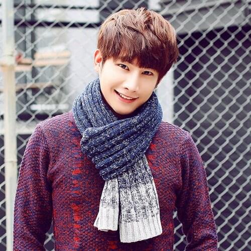 New men scarf Korean wool student long thick warm knitting winter scarf