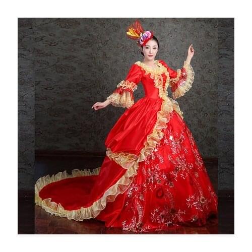 Luxury carnival venice lace gown court trailing cosplay wonderland medieval dress Renaissance gown queen Victoria Belle Ball