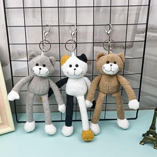 Lovely Exquisite Personalized long-legged cat plush doll pendant keychain soft Soothing doll birthday christmase gift