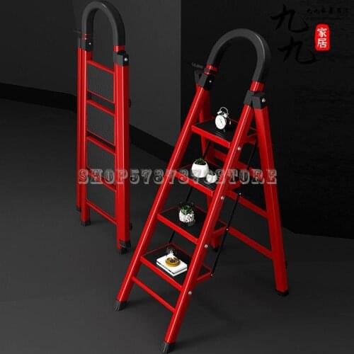 Ladder Household Folding Ladder Herringbone Ladder Mobile Stair Telescopic Step Ladder Indoor Decoration Ladder Portable Climbin