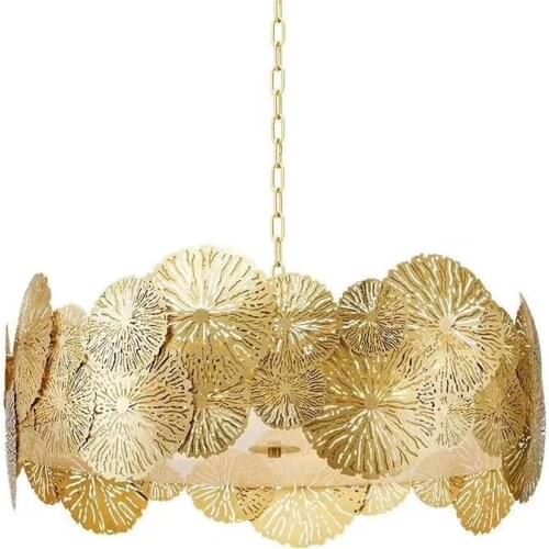 Modern Luxury Gold Metal Pendant Light Carved Hollow Led Pendant Light For Living Room Bedroom Dining Room LED art deco lamp