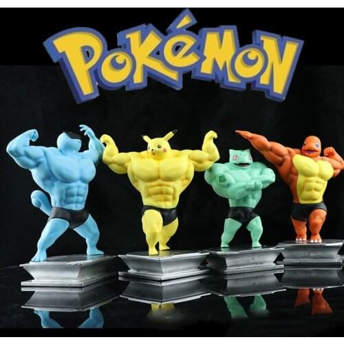 TAKARA TOMY Pokemon Cartoon Painted 1/8 Venusaur Squirtle Charmander Psyduck Muscle Hunk Show PVC 16cm Ornaments Collection Toys