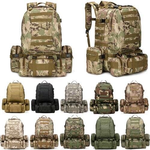 Tactical Camouflage Molle Rucksack Large 50L Assault Military Army Backpack Camping Hiking Climbing Travel Bags
