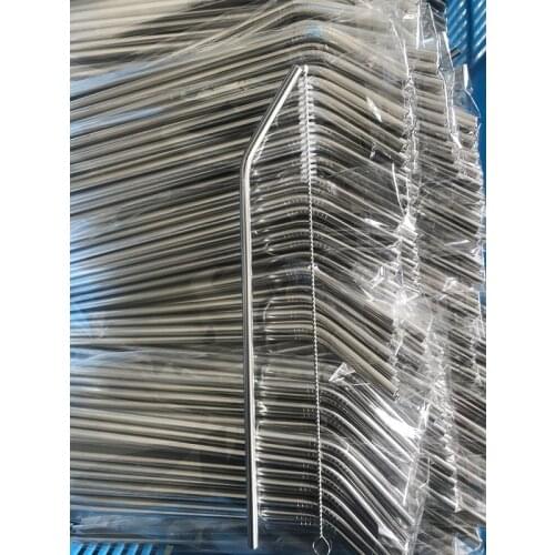 Free shipping rust free stainless steel 304 bent drinking straws and brush 50 sets/lot length 6x267mm length 10.5inch bent