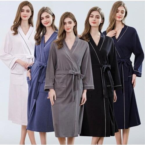 Absorbent hotel nightgown spring autumn couple waffle yukata plus fertilizer increase kimono robe ladies sexy pajamas ночнушка