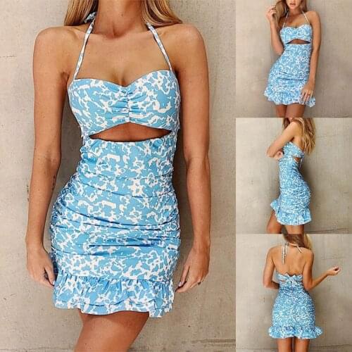 Womens New Leopard Print Ruffle Skirt Blue